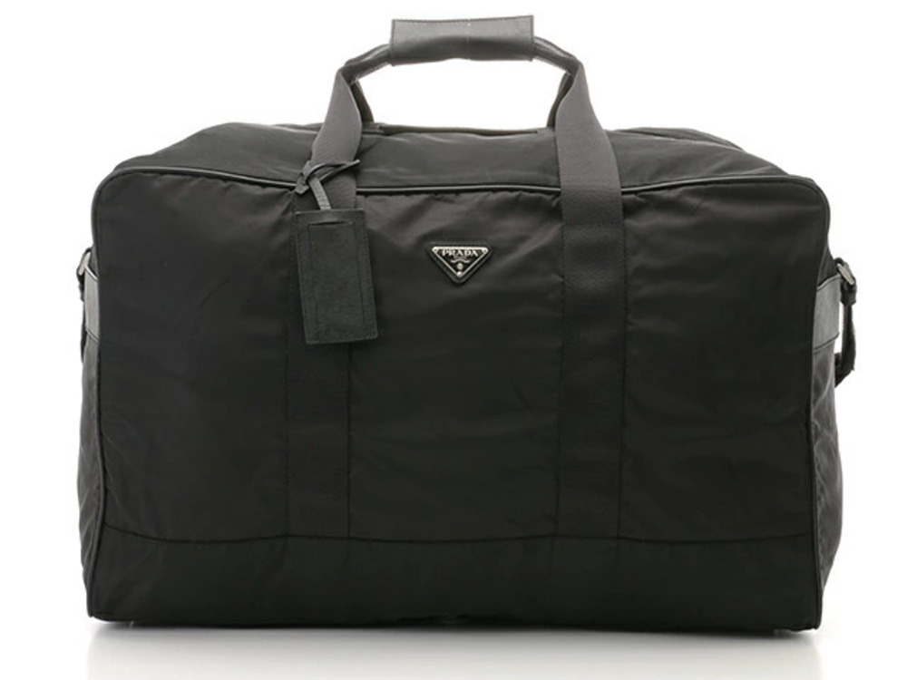 Prada Tessuto Boston bag black calfskin VIAGGIO Nero Black